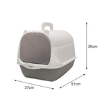 Cat Litter Box with Lid Portable Anti Splashing Easy Tidy Handle grey - Aladdin Shoppers