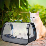 Cat Carrier Zipper Closure Pet Handbag Folding for Camping Walking Shopping Blue M - Aladdin Shoppers