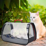 Cat Carrier Zipper Closure Pet Handbag Folding for Camping Walking Shopping Red M - Aladdin Shoppers