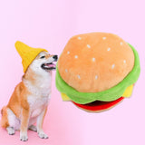 Dog Squeak Food Shaped Chew Toy Durable Doll for Medium Large Dogs Hamburger 14x14x9cm - Aladdin Shoppers