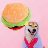 Dog Squeak Food Shaped Chew Toy Durable Doll for Medium Large Dogs Hamburger 14x14x9cm - Aladdin Shoppers