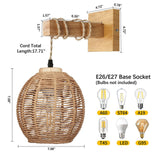 Maxbell 2xRattan Wall Lamp Kitchen Island Barn Porch Bedroom Lofts Wall Lights Fixture
