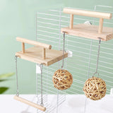 Maxbell Maxbell Bird Perch Platform Bird Parrot Chewing Toy for Bluebird Small Medium Parrot with Rattan Ball