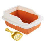 Maxbell Maxbell Pet Litter Tray Pan with Scooper Kitty Small Animals Open Top Cat Litter Box Orange S 27x18x15CM
