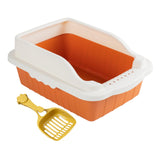 Maxbell Maxbell Pet Litter Tray Pan with Scooper Kitty Small Animals Open Top Cat Litter Box Orange S 27x18x15CM