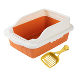 Maxbell Maxbell Pet Litter Tray Pan with Scooper Kitty Small Animals Open Top Cat Litter Box Orange S 27x18x15CM