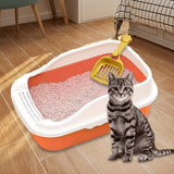 Maxbell Maxbell Pet Litter Tray Pan with Scooper Kitty Small Animals Open Top Cat Litter Box Orange S 27x18x15CM