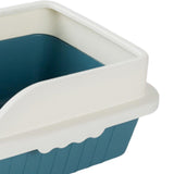 Maxbell Maxbell Pet Litter Tray Pan with Scooper Kitty Small Animals Open Top Cat Litter Box Blue S 27x18x15CM
