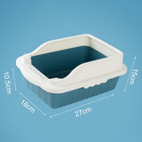 Maxbell Maxbell Pet Litter Tray Pan with Scooper Kitty Small Animals Open Top Cat Litter Box Blue S 27x18x15CM