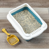 Maxbell Maxbell Pet Litter Tray Pan with Scooper Kitty Small Animals Open Top Cat Litter Box Blue S 27x18x15CM