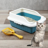 Maxbell Maxbell Pet Litter Tray Pan with Scooper Kitty Small Animals Open Top Cat Litter Box Blue S 27x18x15CM