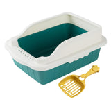 Maxbell Maxbell Pet Litter Tray Pan with Scooper Kitty Small Animals Open Top Cat Litter Box Green S 27x18x15CM