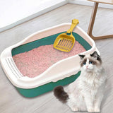 Maxbell Maxbell Pet Litter Tray Pan with Scooper Kitty Small Animals Open Top Cat Litter Box Green S 27x18x15CM