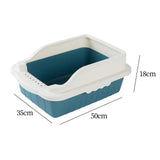 Maxbell Maxbell Pet Litter Tray Pan with Scooper Kitty Small Animals Open Top Cat Litter Box Blue L 50x35x18cm