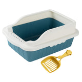 Maxbell Maxbell Pet Litter Tray Pan with Scooper Kitty Small Animals Open Top Cat Litter Box Blue L 50x35x18cm