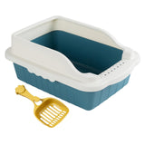 Maxbell Maxbell Pet Litter Tray Pan with Scooper Kitty Small Animals Open Top Cat Litter Box Blue L 50x35x18cm