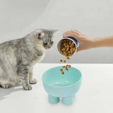 Maxbell Maxbell Tilted Cat Food Bowl Slanted Waterer and Feeder for Indoor Cats Puppy Kitten Blue