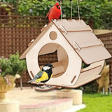 Maxbell Maxbell Unfinished DIY Wooden Bird House Hand on Bird Nest for Yard Backyard Outdoor 19.9x30.4x17.8cm