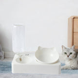 Maxbell Maxbell Cat Bowls with Automatic Waterer Bottle Easy to Clean 2 in 1 for Dogs Kitten S