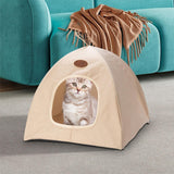 Maxbell Maxbell Cat Tent Activity Center Summer Foldable Soft Pet Bed for Home Outdoor Kitty L Beige