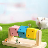 Maxbell Hamster Cage Toy Exercise Multifunctional Wood Chewing Cubes for Rabbit Mice Rat