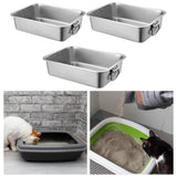 Maxbell Stainless Steel Cats Litter Basin Portable Cat Litter Tray for Kitten Rabbits 40cmx30cmx15cm