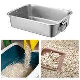 Maxbell Stainless Steel Cats Litter Basin Portable Cat Litter Tray for Kitten Rabbits 40cmx30cmx15cm