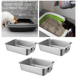 Maxbell Stainless Steel Cats Litter Basin Portable Cat Litter Tray for Kitten Rabbits 40cmx30cmx15cm