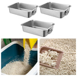 Maxbell Stainless Steel Cats Litter Basin Portable Cat Litter Tray for Kitten Rabbits 40cmx30cmx15cm