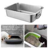 Maxbell Stainless Steel Cats Litter Basin Portable Cat Litter Tray for Kitten Rabbits 50cmx35cmx15cm