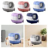 Maxbell Hooded Cat Litter Box with Lid Sturdy Portable Large Pet Litter Box with Lid Gray