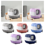 Maxbell Hooded Cat Litter Box with Lid Sturdy Portable Large Pet Litter Box with Lid Gray