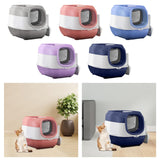 Maxbell Hooded Cat Litter Box with Lid Sturdy Portable Large Pet Litter Box with Lid Gray