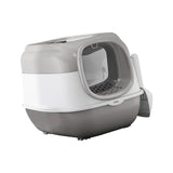 Maxbell Hooded Cat Litter Box with Lid Sturdy Portable Large Pet Litter Box with Lid Gray