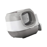 Maxbell Hooded Cat Litter Box with Lid Sturdy Portable Large Pet Litter Box with Lid Gray