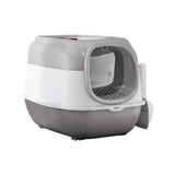 Maxbell Hooded Cat Litter Box with Lid Sturdy Portable Large Pet Litter Box with Lid Gray