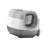 Maxbell Hooded Cat Litter Box with Lid Sturdy Portable Large Pet Litter Box with Lid Gray