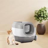 Maxbell Hooded Cat Litter Box with Lid Sturdy Portable Large Pet Litter Box with Lid Gray
