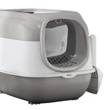 Maxbell Hooded Cat Litter Box with Lid Sturdy Portable Large Pet Litter Box with Lid Gray