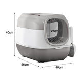 Maxbell Hooded Cat Litter Box with Lid Sturdy Portable Large Pet Litter Box with Lid Gray