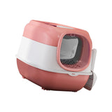Maxbell Hooded Cat Litter Box with Lid Sturdy Portable Large Pet Litter Box with Lid Pink