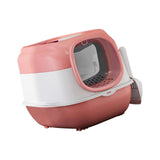 Maxbell Hooded Cat Litter Box with Lid Sturdy Portable Large Pet Litter Box with Lid Pink