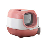 Maxbell Hooded Cat Litter Box with Lid Sturdy Portable Large Pet Litter Box with Lid Pink