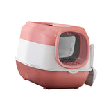 Maxbell Hooded Cat Litter Box with Lid Sturdy Portable Large Pet Litter Box with Lid Pink