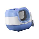 Maxbell Hooded Cat Litter Box with Lid Sturdy Portable Large Pet Litter Box with Lid Blue