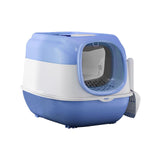 Maxbell Hooded Cat Litter Box with Lid Sturdy Portable Large Pet Litter Box with Lid Blue