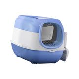 Maxbell Hooded Cat Litter Box with Lid Sturdy Portable Large Pet Litter Box with Lid Blue