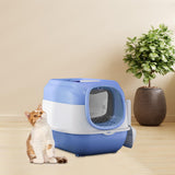 Maxbell Hooded Cat Litter Box with Lid Sturdy Portable Large Pet Litter Box with Lid Blue