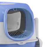 Maxbell Hooded Cat Litter Box with Lid Sturdy Portable Large Pet Litter Box with Lid Blue