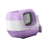 Maxbell Hooded Cat Litter Box with Lid Sturdy Portable Large Pet Litter Box with Lid Purple